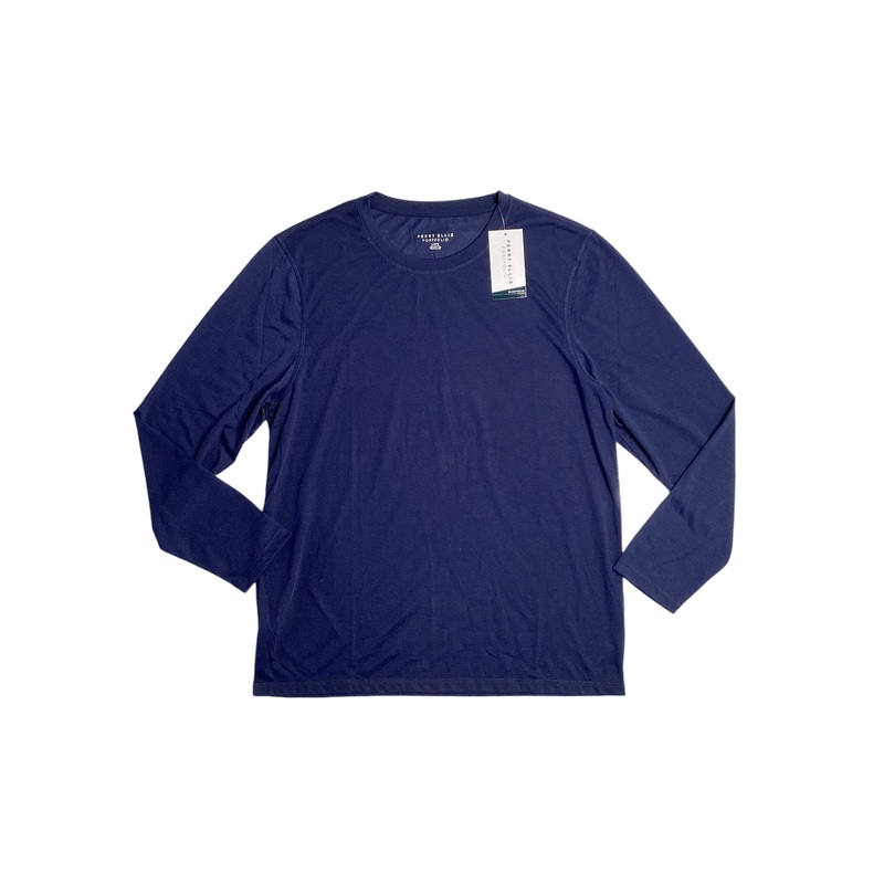 Perry Ellis Mens Solid Long Sleeve Pajama Sleep Shirt Peacoat Blue Large