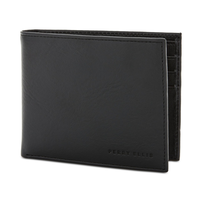 Perry Ellis Portfolio Men's Black Leather Wallet