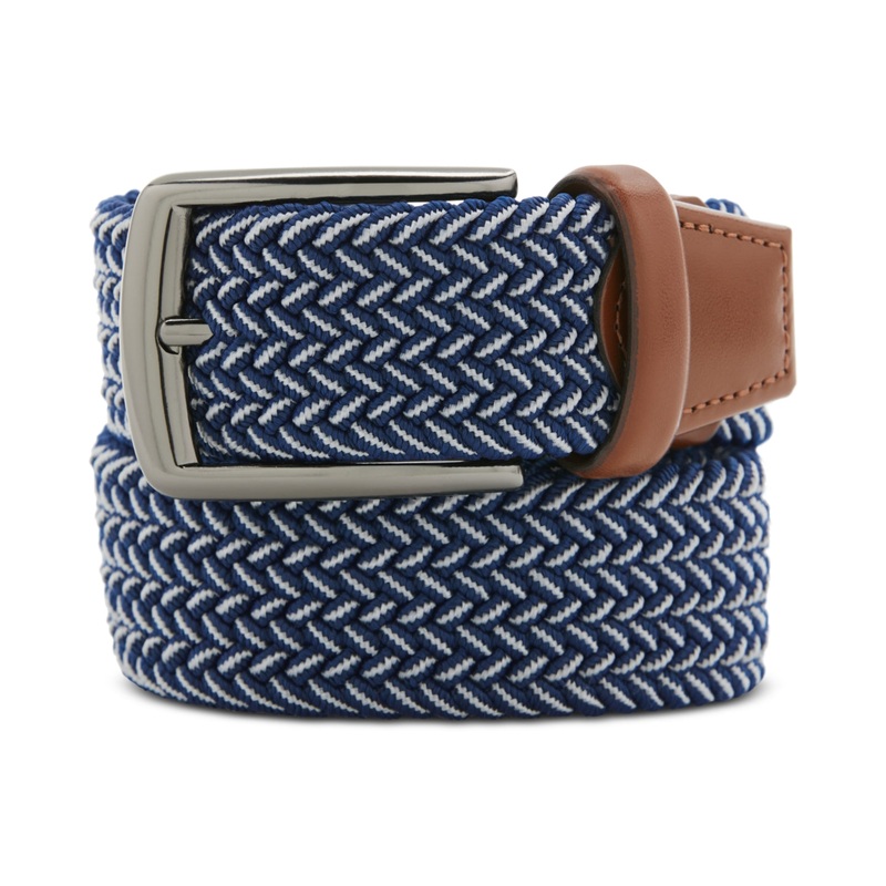 Perry Ellis Portfolio Men's Blue Stretch Woven Belt Small 30 32