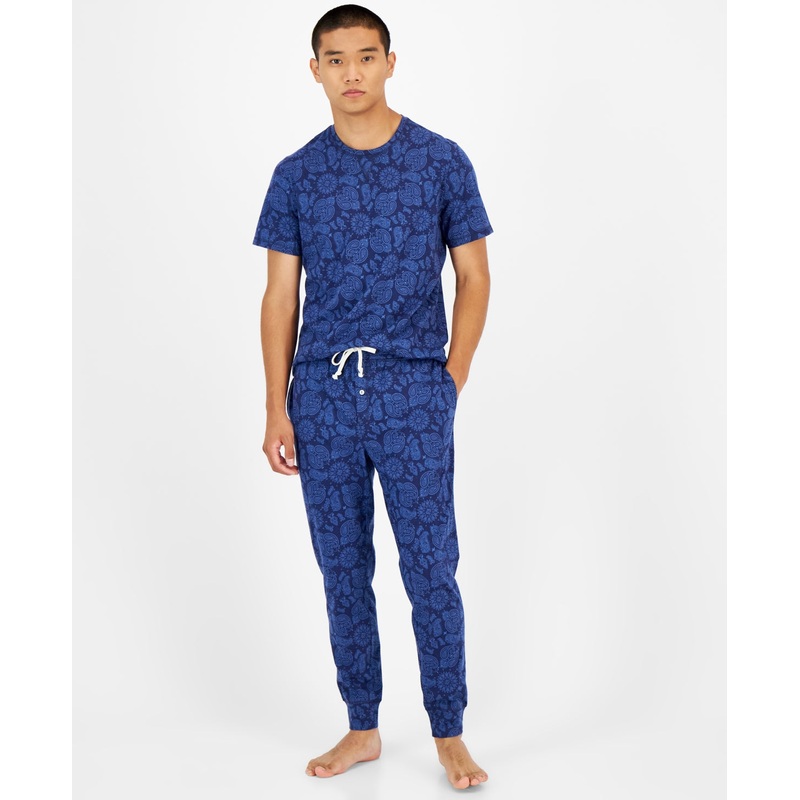 Sun Stone Mens Bandana Print Pajama Crewneck T Shirt Navy Large