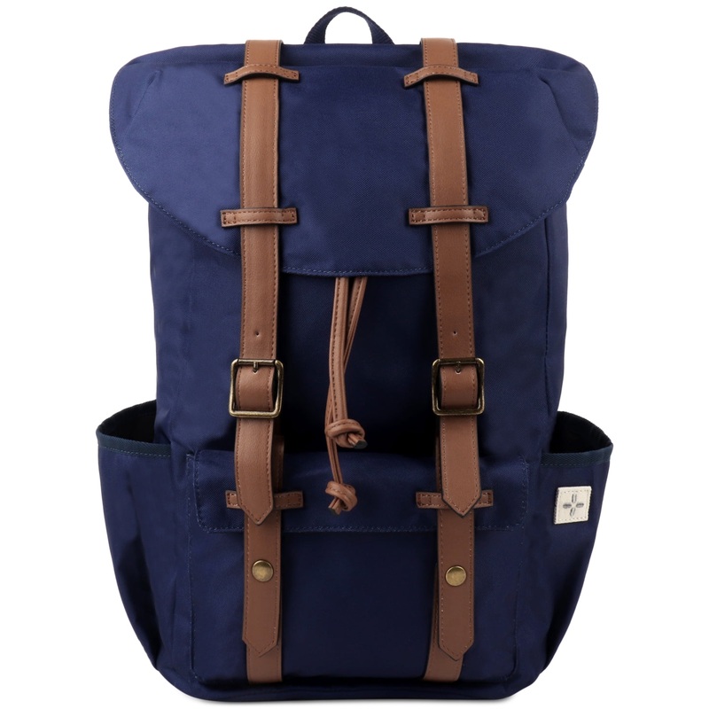 Sun Stone Mens Kieran Liam Navy Blue Brown Backpack Bag