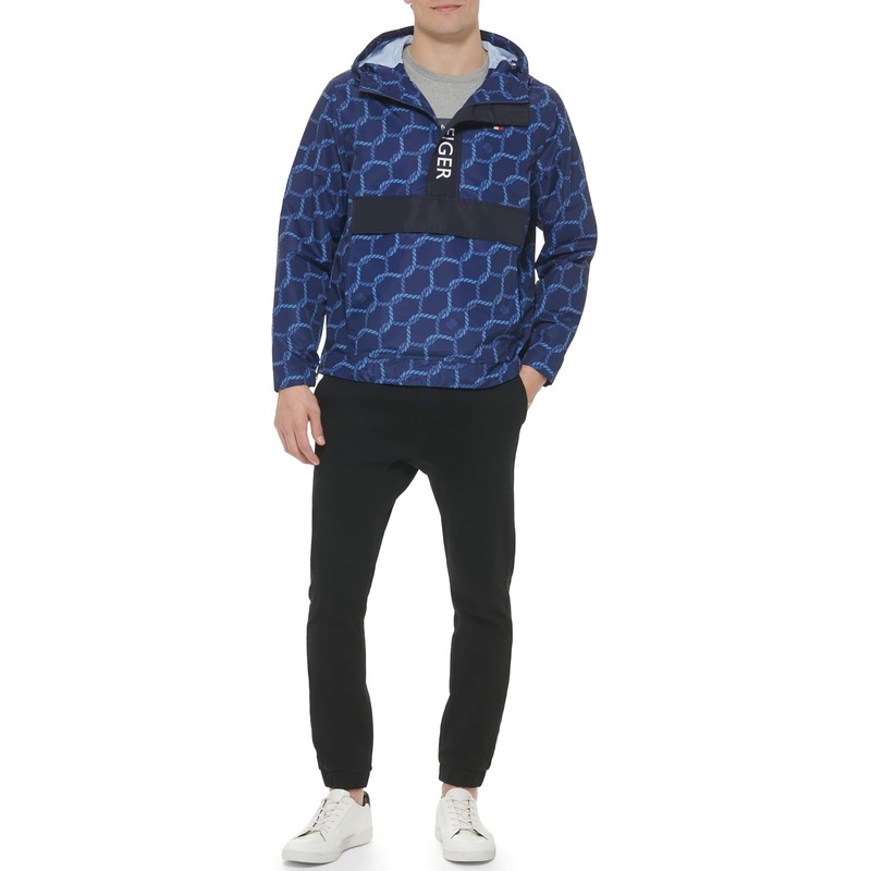 Tommy Hilfiger Men's Lightweight Logo Popover Jacket Medium Blue