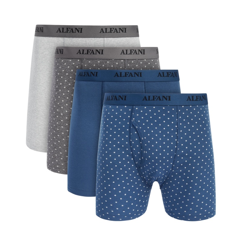 Alfani Men's 4 Pack Micro Dot Boxer Briefs Underwear Indigo Dye Blue Combo XL