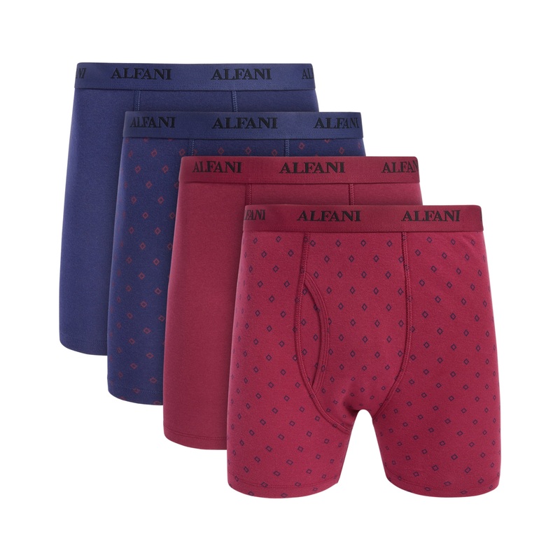 Alfani Mens 4 Pack Dot Solid Boxer Briefs Blue Red 2XL