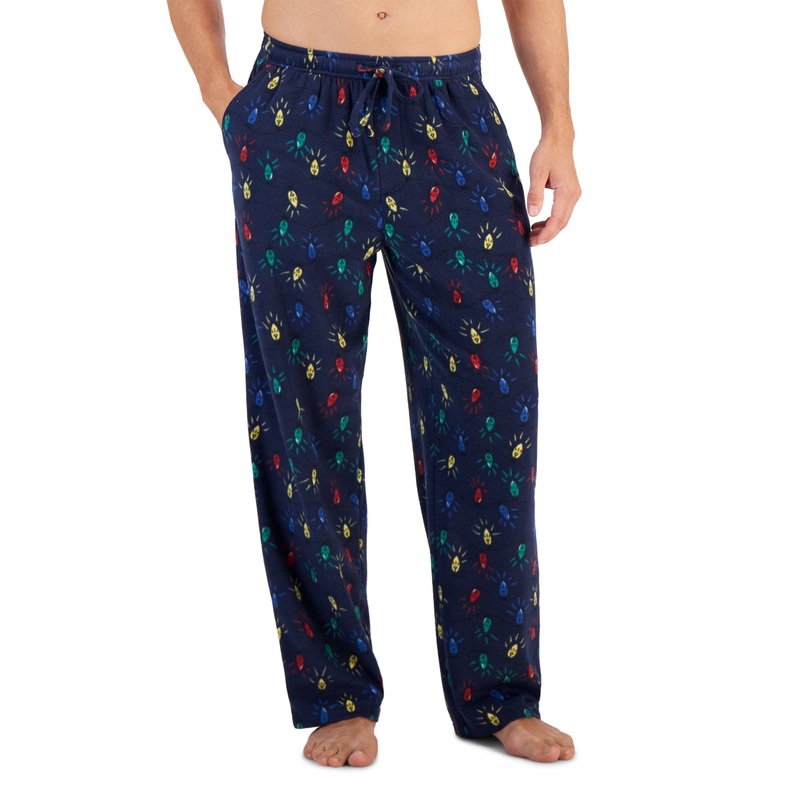 Club Room Men's Fair Isle Fleece Pajama Bottoms Blue XL