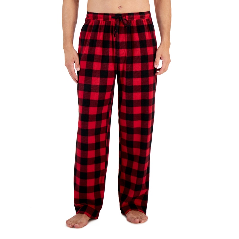 Club Room Men's Fair Isle Fleece Pajama Pants Black Red XL