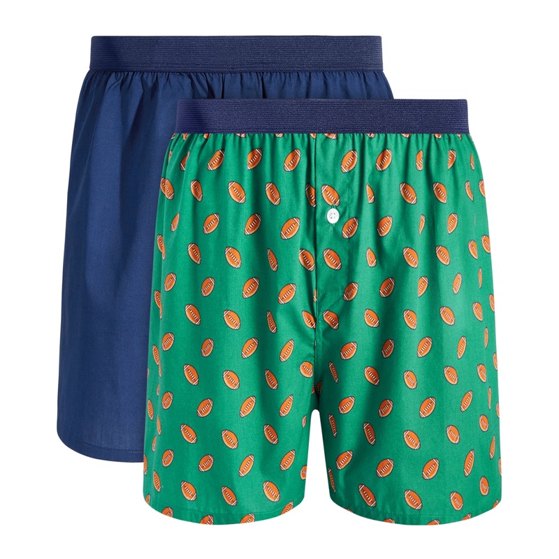 Club Room Mens 2pk Football Boxer Shorts Green Combo XL