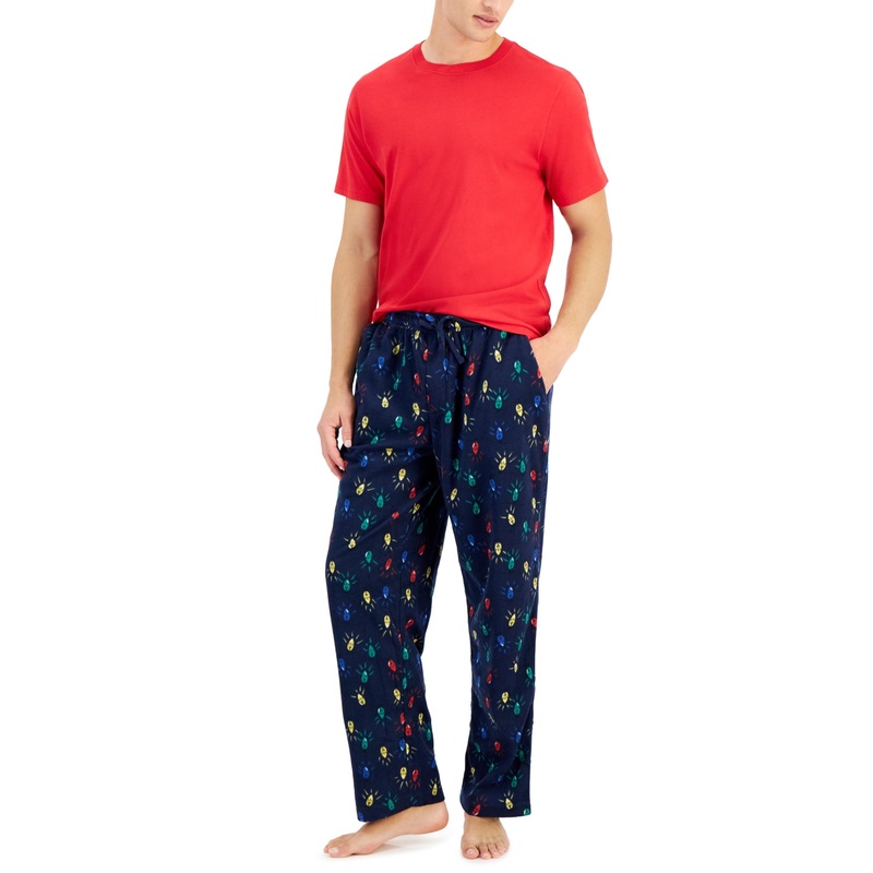 Club Room Mens Pajama Sleep Short Sleeve T Shirt Tango Red Large
