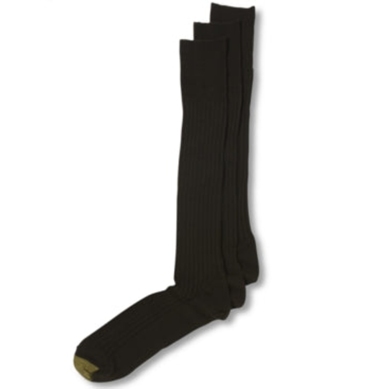 Gold Toe Mens Over the Calf Dress Socks Black Size 10 to 13