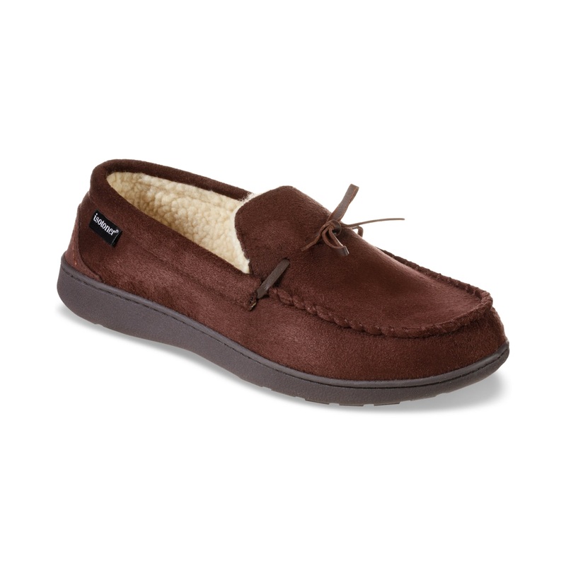 Isotoner Signature Men's Moccasin Slippers Chocolate Brown  XL 11 to 12