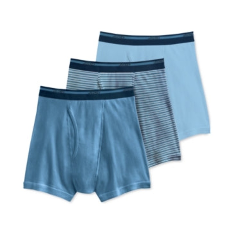 Jockey Men's 3 Pack Cotton Boxer Brief Underwear Blue Medium