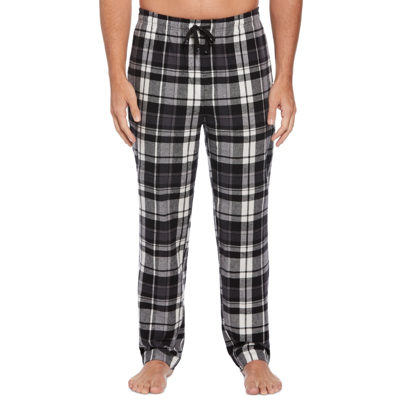 Perry Ellis Portfolio Mens Buffalo Plaid Flannel Pajama Pants Black Large