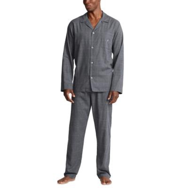 Polo Ralph Lauren Men's Plaid Flannel Sleepwear Set Charcoal  Grey Small