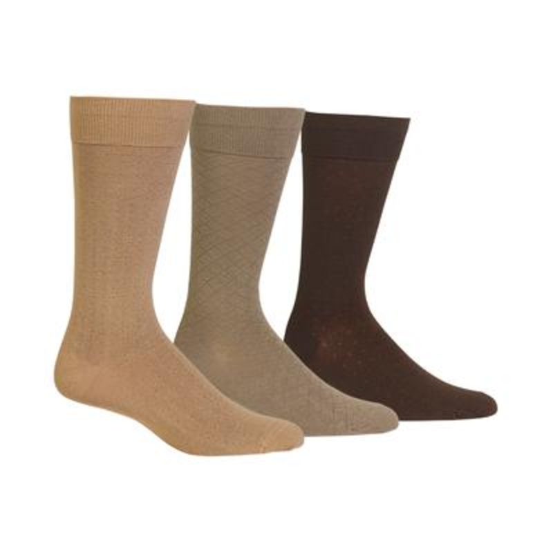 Ralph Lauren 3 Pack Patterned Crew Socks Khaki  Brown 10 To 13