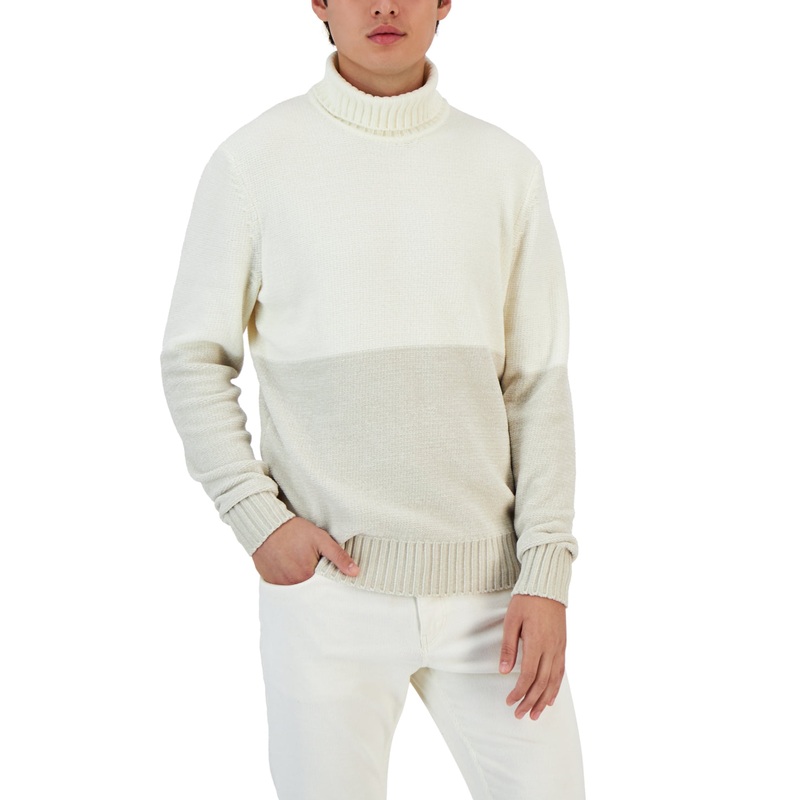 Alfani Men's Colorblocked Turtleneck Sweater Moonstruck Small