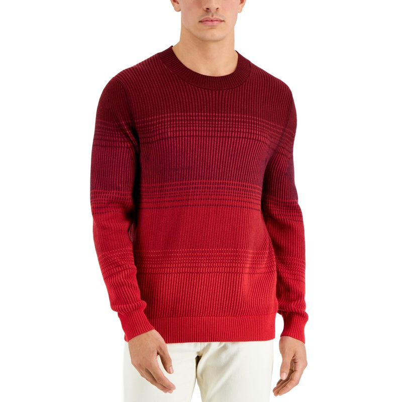 Alfani Men's Ombre Striped Crewneck Sweater Red XL
