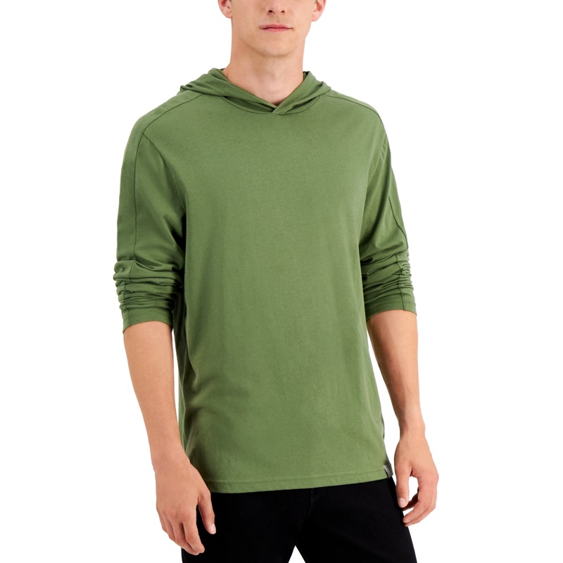 Alfani Mens Alfatech Pullover Hoodie Sweatshirt Olivine Medium Green