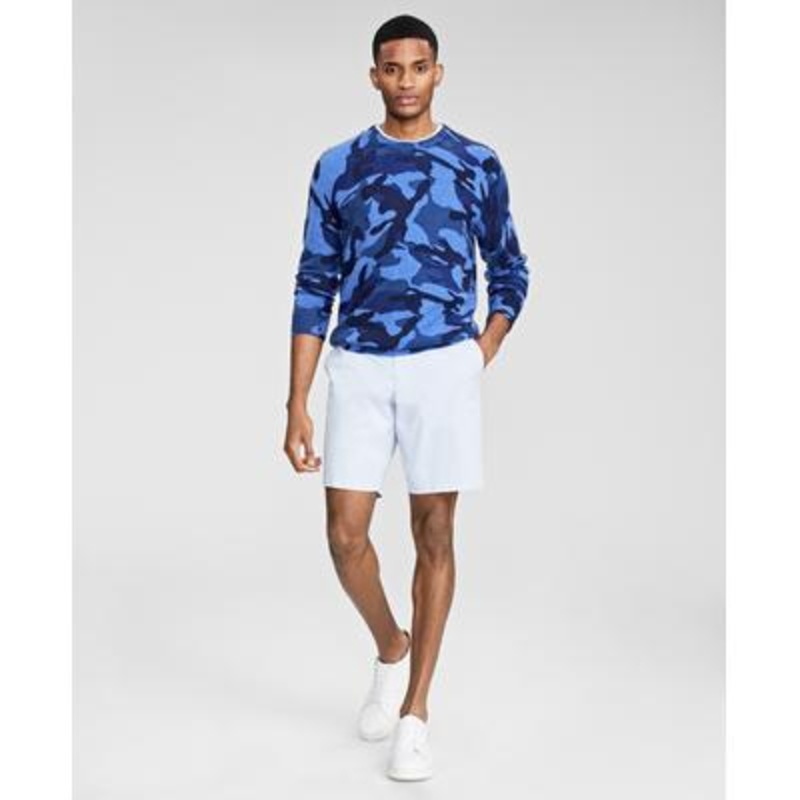 Club Room Mens Camo Pure Cashmere Crewneck Sweater Navy Blue Large