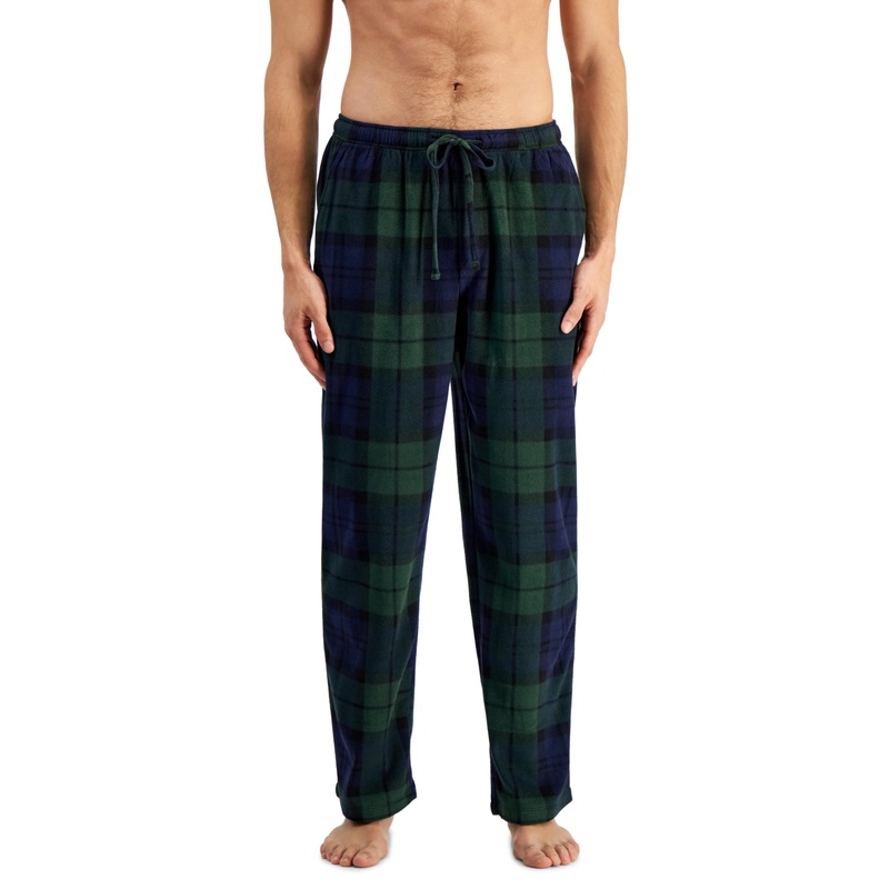 Club Room Mens Fair Isle Fleece Pajama Pants Navy Blue  Plaid XL