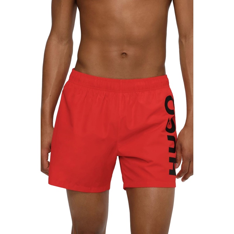 HUGO Boss Mens Abas Logo Print Swim Trunks Red XL