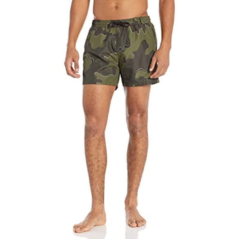 HUGO BOSS Mens Bail 5 Camo Print Swim Trunks Shorts Dark Green Medium