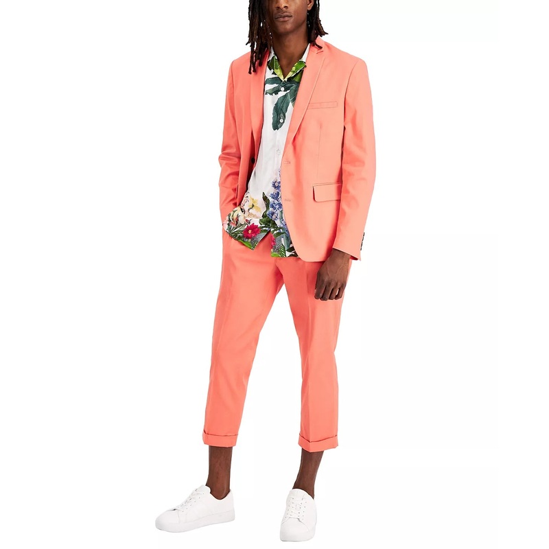 INC International Concepts Mens Classic Fit Sport Coat Blazer Coral Pink Large