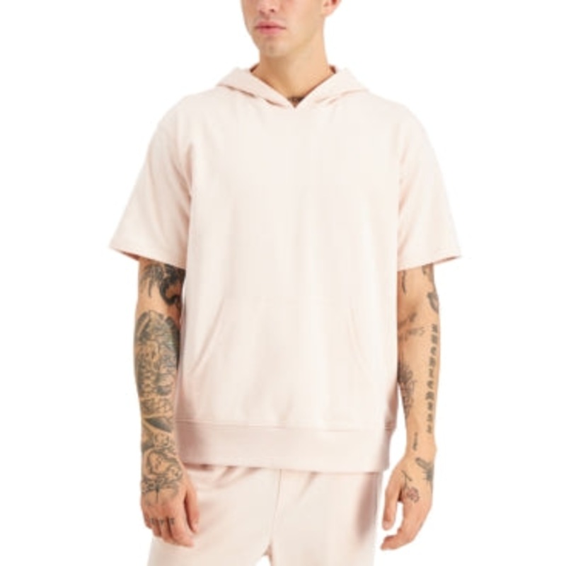 INC International Concepts Mens Short Sleeve Hoodie Sweatshirt Orange Small