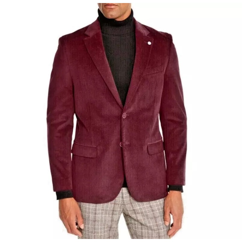 Nautica Mens Modern Fit Corduroy Sport Coat Blazer Burgundy Red 46R