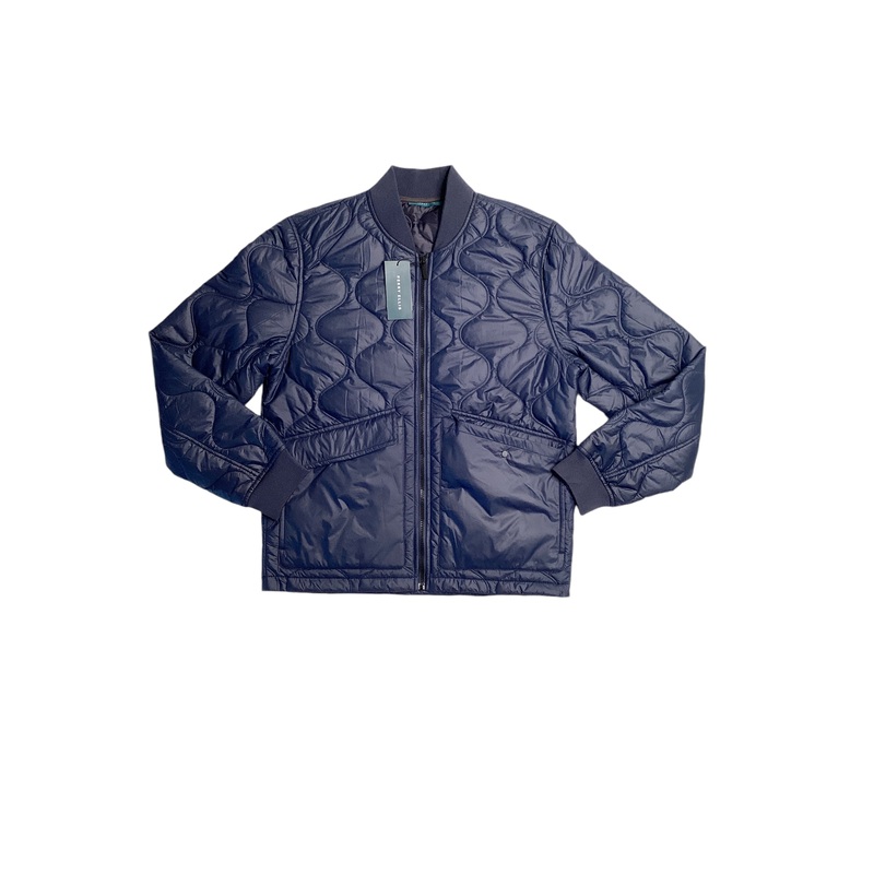 Perry Ellis Men's Shadow Onion Quilted Full Zip Jacket Dark Sapphire Blue Small