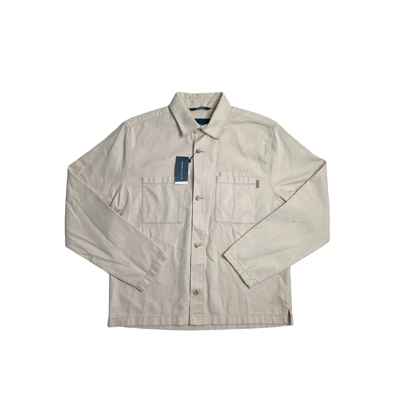 Perry Ellis Mens Beige Button Down Shacket Coat Large