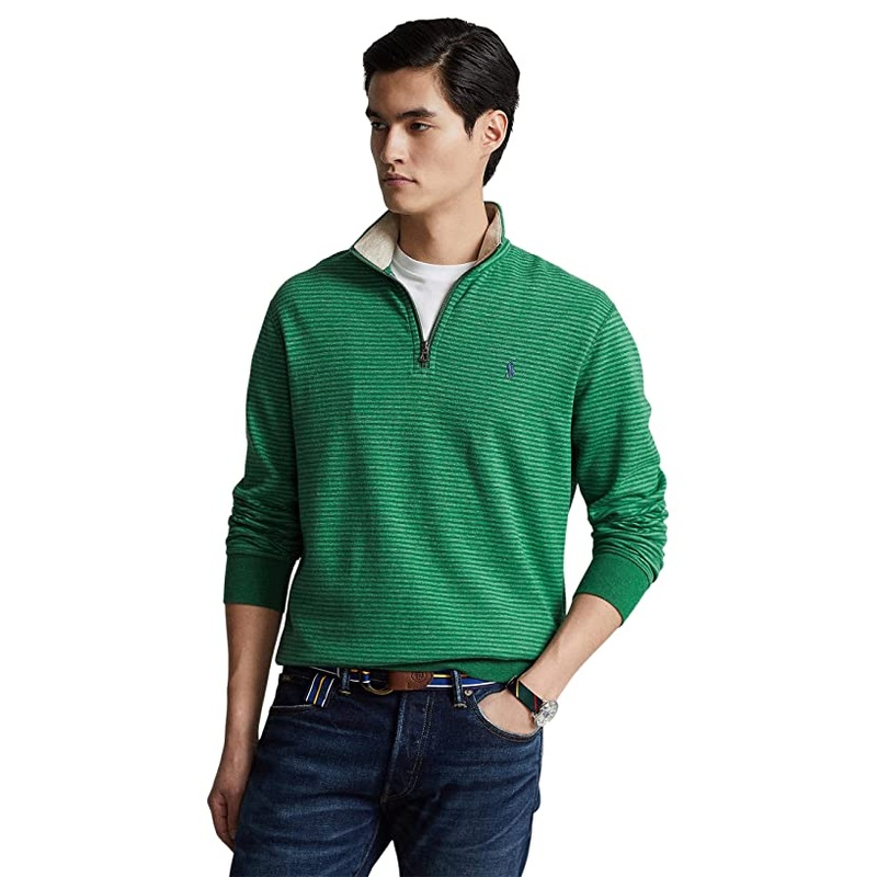 Polo Ralph Lauren Mens Double Knit Mockneck Pullover Sweater Verano Green Large