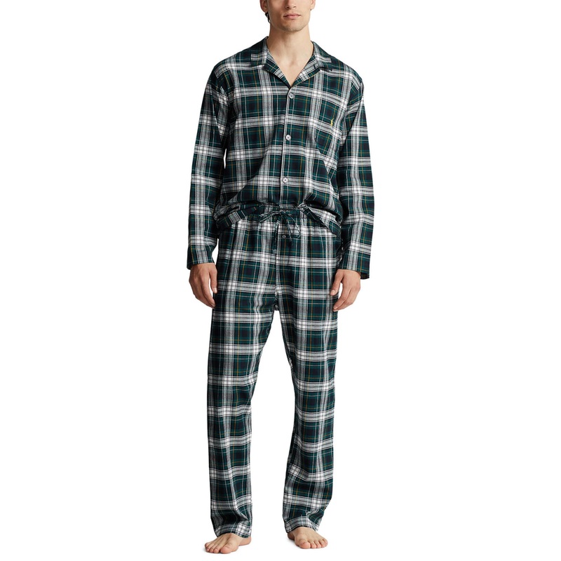 Polo Ralph Lauren Mens Plaid Flannel Pajamas Birchwood Plaid Green Large