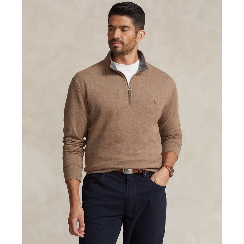 Polo Ralph Lauren Mens Quarter Zip Pullover Sweatshirt Brown 3XB