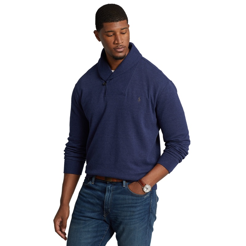 Ralph Lauren Men's Big Tall Luxury Jersey Polo Spring Navy Blue Heather 4XB