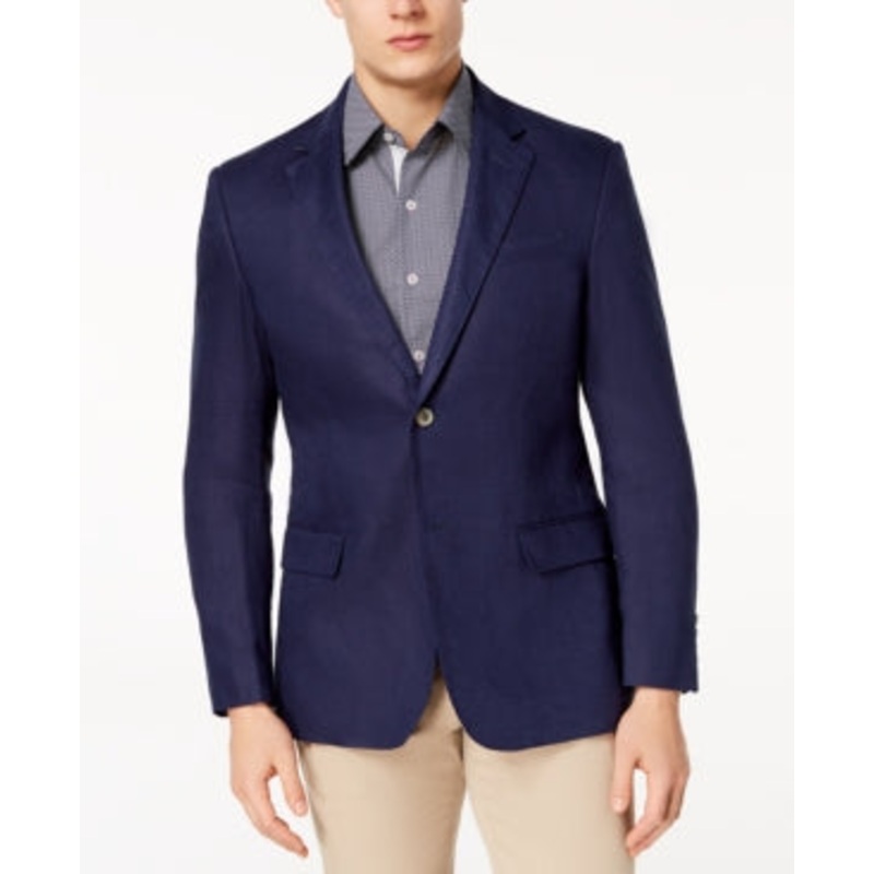 Tasso Elba Men's Single Breasted Sport Coat Blazer Navy Blue Large