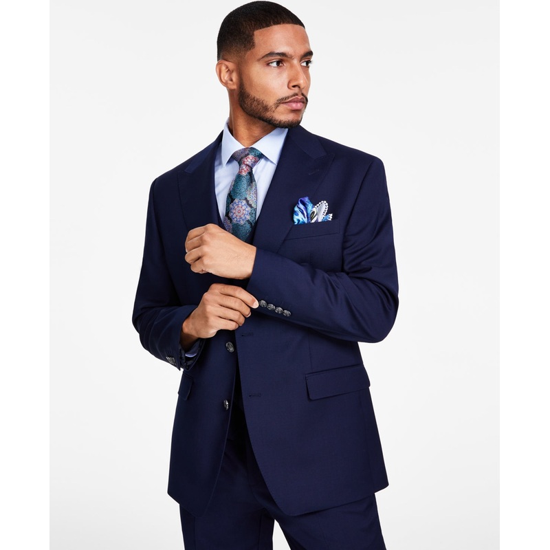 Tayion Collection Mens Classic Fit Sport Coat Blazer Blue 42R