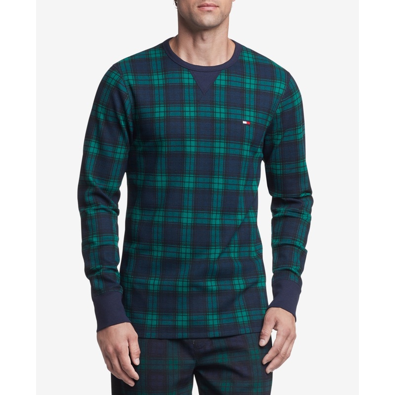 Tommy Hilfiger Men's Classic Fit Waffle Knit Pajama T Shirt Green Large