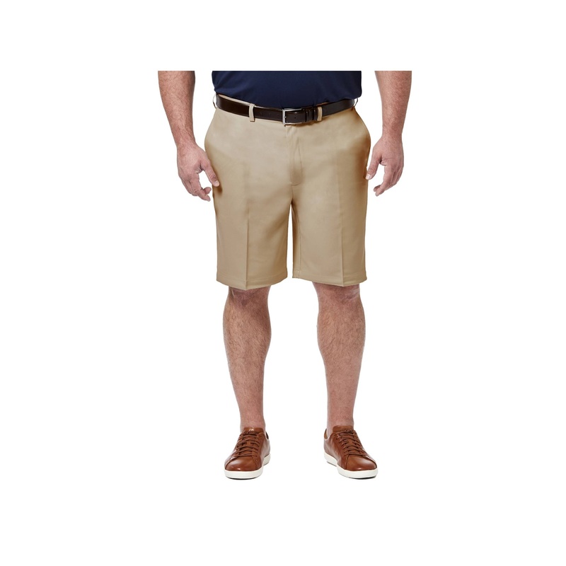 Haggar Big Tall Cool 18 PRO 9.5" Shorts Khaki 44
