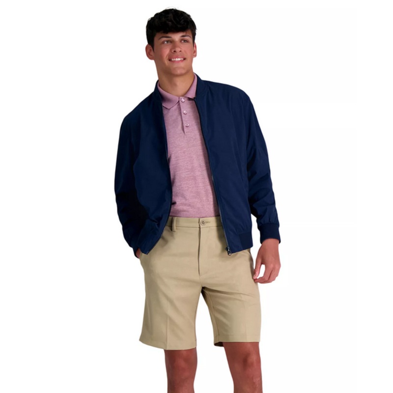 Haggar Men's Cool 18 PRO Flat Front Classic Fit 9.5" Shorts Khaki 40