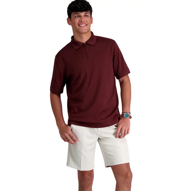Haggar Men's Cool 18 PRO Flat Front Classic Fit 9.5" Shorts String 42