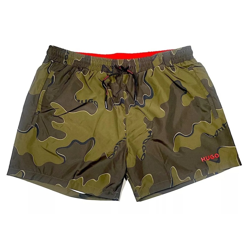 HUGO BOSS Men's Bail 5" Camo-Print Swim Shorts Large Green