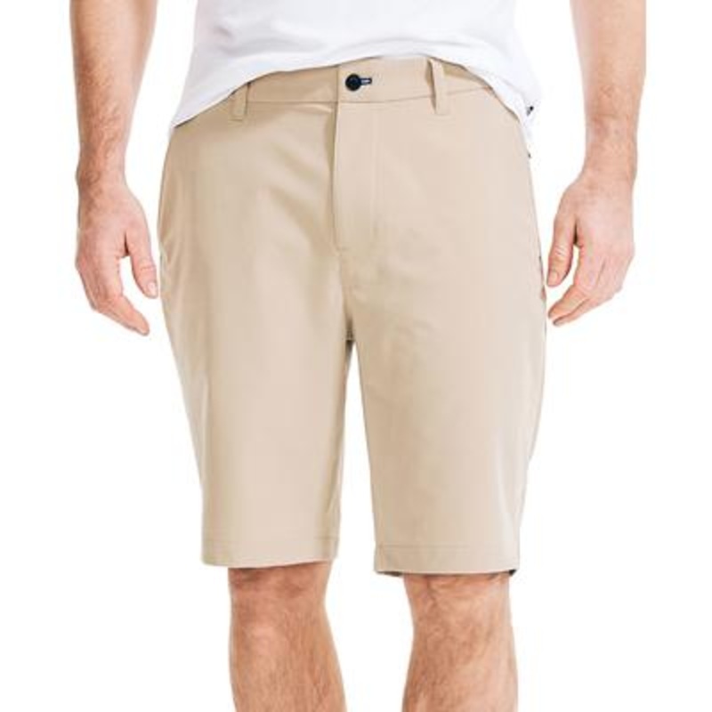 NAUTICA Men's Beige Flat Front Straight Fit Stretch Shorts Military Tan 36