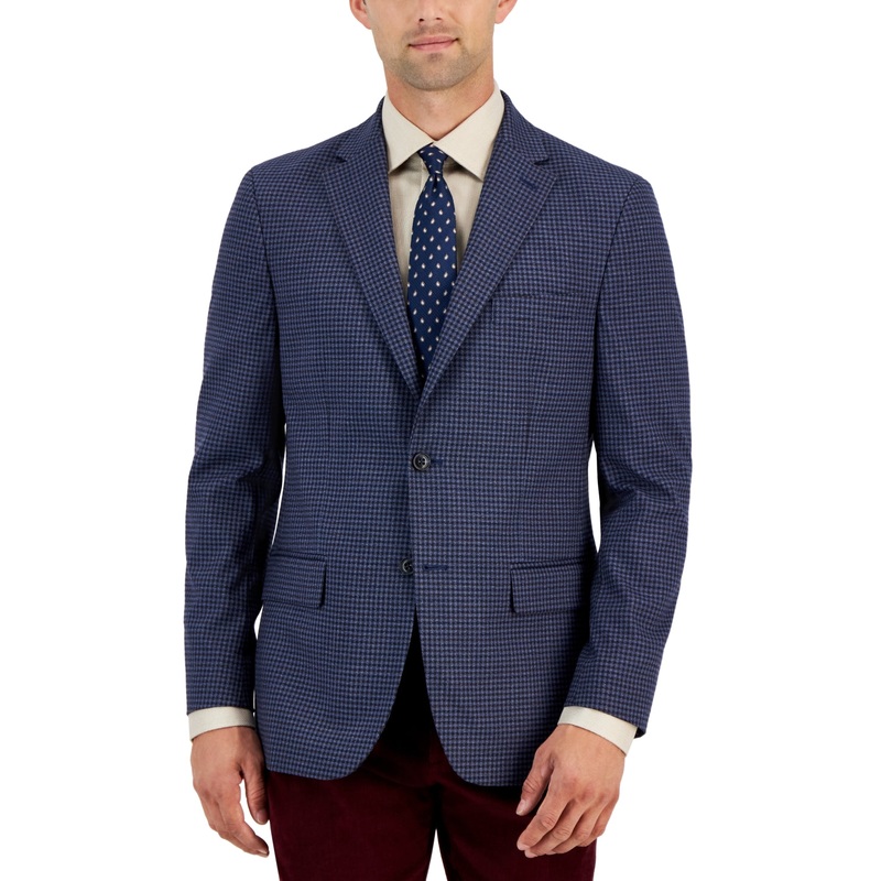 Tommy Hilfiger Mens Modern Fit Sport Coat Blazer Blue Brown 40L