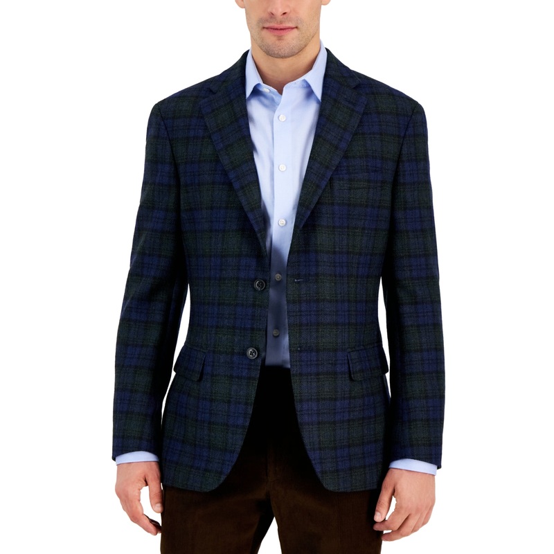 Tommy Hilfiger Modern Fit Wool Sport Coat Blazer Blue Green 40R