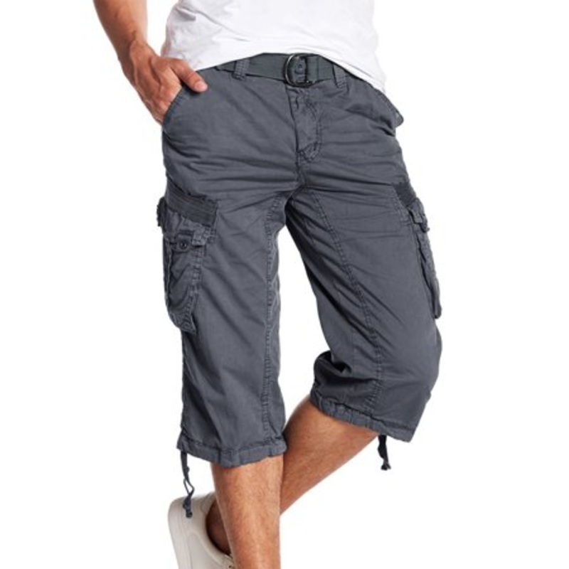 X-Ray Men's Belted Capri 18" Cargo Shorts Cargo Steel 34