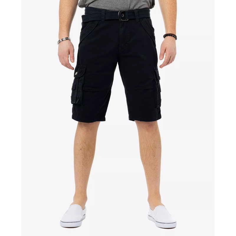 X RAY Men's Belted Twill Tape Cargo Shorts Classic Black  32