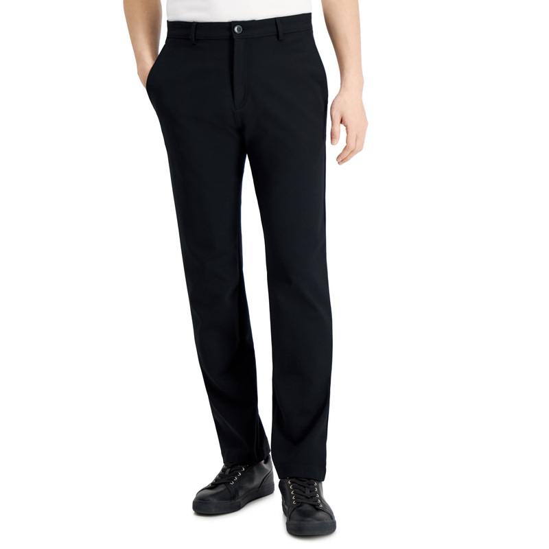 Alfani Men's Regular Fit Solid Tech Pants Deep Black Size 33