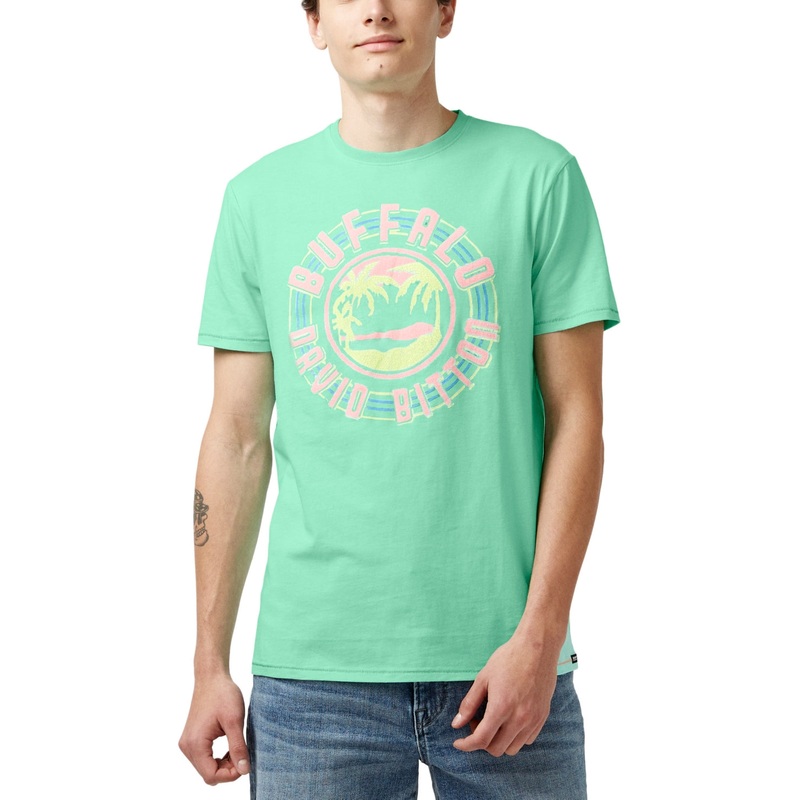 Buffalo David Bitton Mens Cockatoo Short Sleeve T Shirt Green Medium