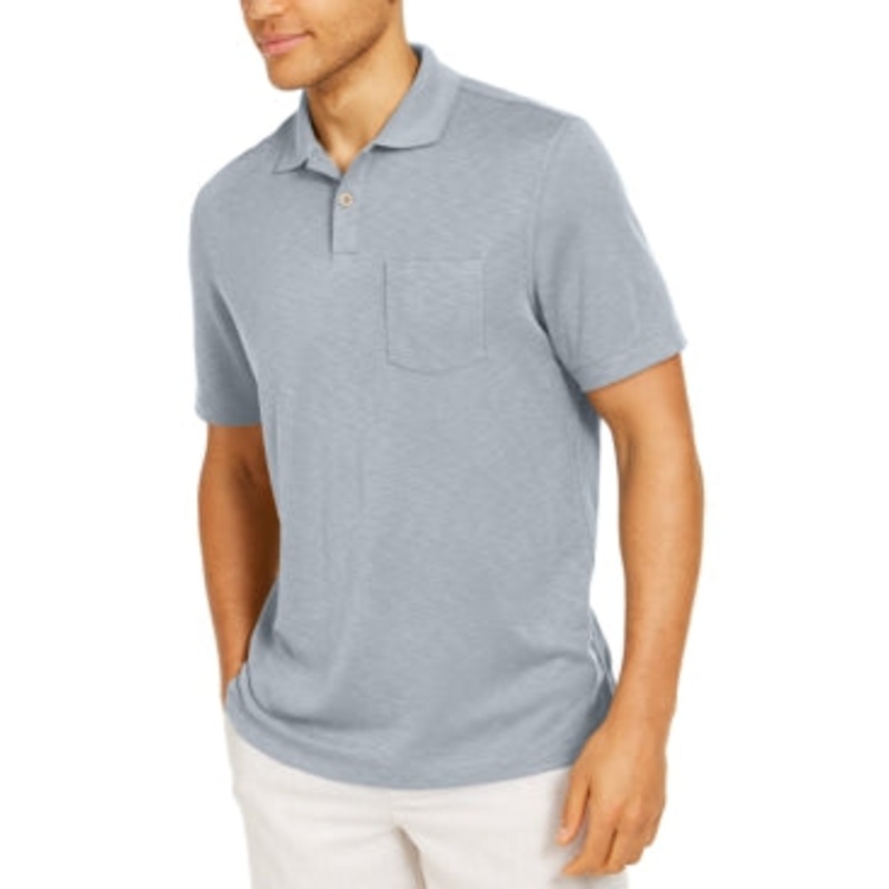 Tasso Elba Men's Short Sleeve Polo Shirt High Rise Grey Medium