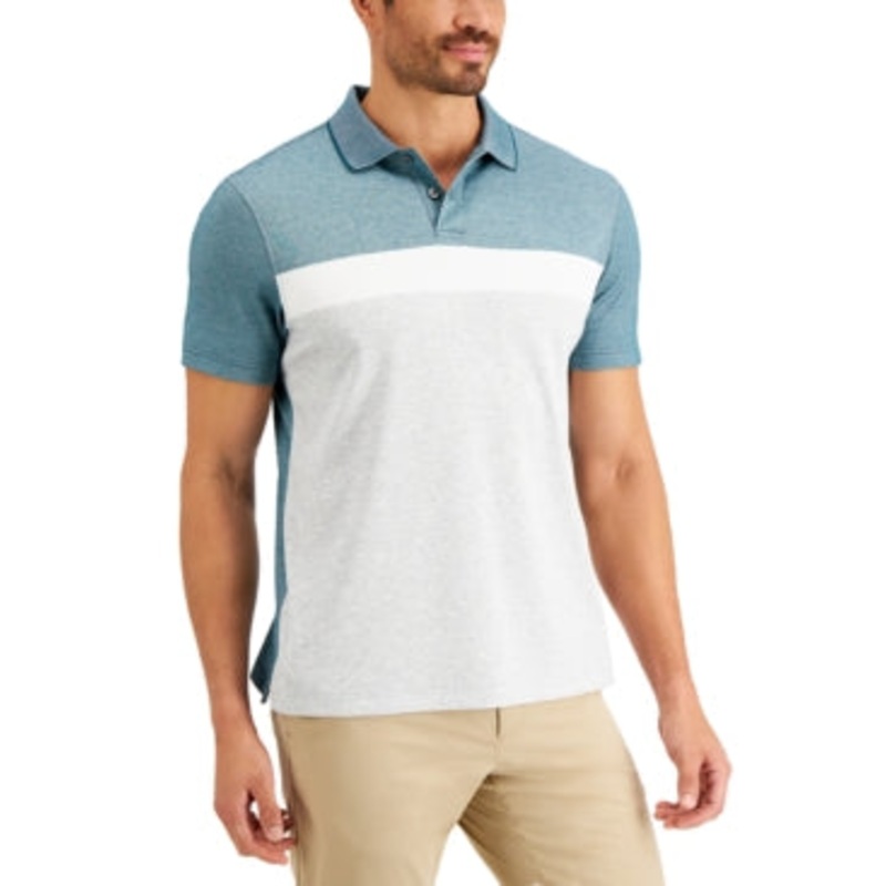 Tasso Elba Men's Striped Short Sleeve Polo Shirt Green Combo XL